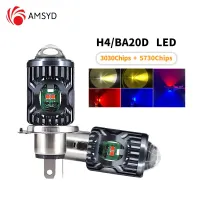 1ชิ้น BA20D H4 P15D หลอดไฟมอเตอร์ไซค์ LED 6500K ลำแสงสูง/ต่ำ3030 5SMD โมโตแอลอีดีสกู๊ตเตอร์รถ ATV อุปกรณ์ไฟตัดหมอกสีขาว