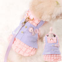 Glitter Pooch Harness ชุดรัดอก สายจูง เสื้อผ้า สุนัข, หมา, แมว, สัตว์เลี้ยง พร้อม สายจูง รุ่น Me Puffy &amp; Bee Bestie in Sherbet