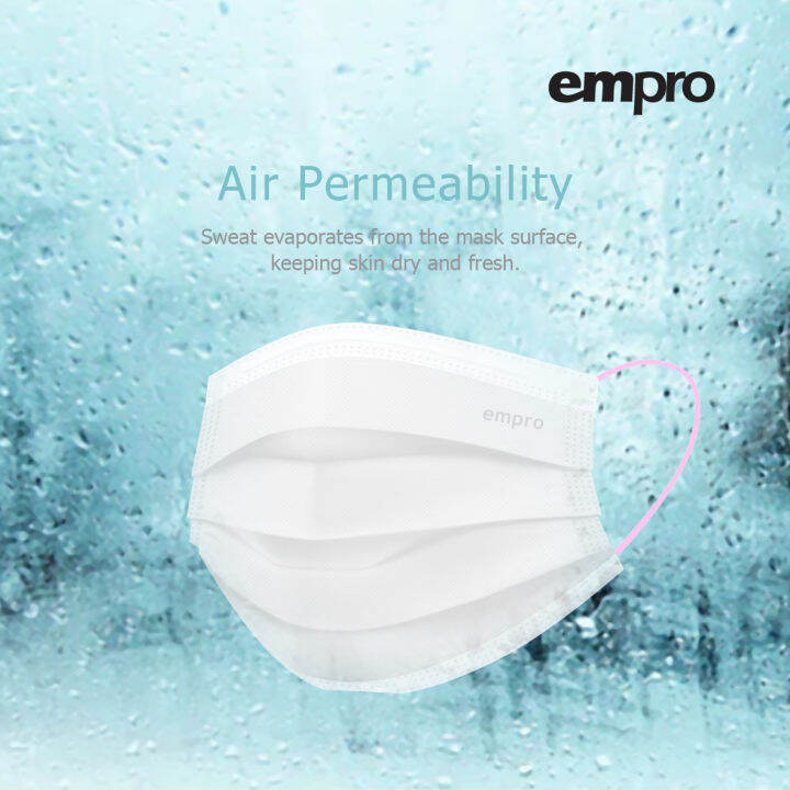EMPRO Medical Face Mask Pack, BFE ≥99, White Mask with Blue and Pink