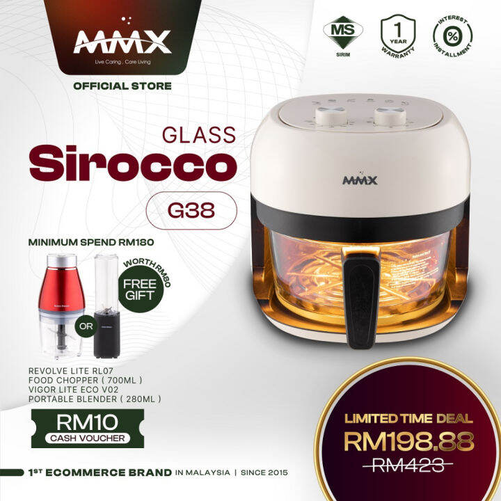 Air Fryer MMX Sirocco Glass G38 Borosilicate Glass Air Fryer