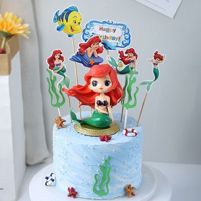 【CW】❡●  Little Ariel Birthday Decorations Paper Caketopper Plastic Baby Shower Supplies