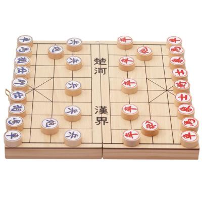 พับไม้หมากรุกจีนเกมโต๊ะแบบพกพาปริศนาจีน Xiangqi ชุดหมากรุกสำหรับนักเรียนผู้ใหญ่-Gothi2