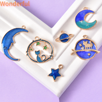 ?【Lowest price】Wonderful จี้เคลือบรูปแมวและดาวและโลก24ชิ้น เซ็ตสำหรับการทำเครื่องประดับแบบ DIY