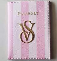 VS Signature Pink White Stripe Passport Card Case Holder Wallet Card Holders