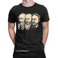 ผู้ชายรัสเซียอลสตอย Dostoevsky Chekhov ท็อปส์เสื้อ T คอมมิวนิสต์พรีเมี่ยมผ้าฝ้ายตลกฮาราจูกุมังกะประเดิมขนาดใหญ่เสื้อยืด