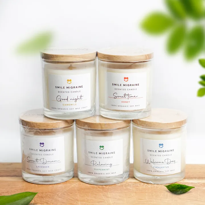 Smile Migraine Scented Candle 100 Soy Wax blend เทียนหอมออแกนิค จากไข
