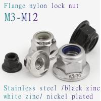 2-50pcs M3 M4 M5 M6 M8 M10 M12 Black Zinc/ white zinc/ nickel  Stainless Steel Hex Flange Nylon Insert Lock Nut Self-locking Nut Nails  Screws Fastene