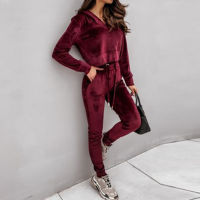 Autumn Winter Clothes Fashion Women Sweatshirt Crop Top Pants Sets Velvet Tracksuit Velour Smooth Soft Suit Women 2Pcs Set