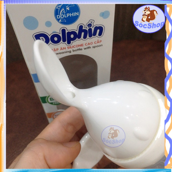 Bình ăn dặm silicone dolphin 200ml cho bé tập ăn dặm với các loại cháo - ảnh sản phẩm 3