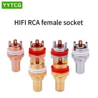 YYTCG 4pcs RCA Female Socket Chassis CMC Connector Rhodium Plated Copper Jack 32mm Copper Plug Amp HiFi White Red Audio Jacks Electrical Connectors