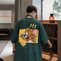 ✌❂♞ 2075 Cartoon Couple T-shirt Summer Anime Short-sleeved T-shirt Men Hong Kong Style Simple And Versatile Five-point Sleeve Top Trend Loose T-shirt Men