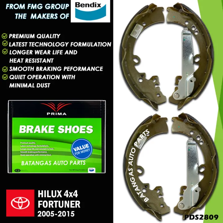 BRAKE SHOE TOYOTA FORTUNER / HILUX 4x4 20052015 1SET 4PCS PRIMA BENDIX