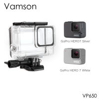 Vamson เปลือกปลอกหุ้มป้องกันเวลาดำน้ำซองกันน้ำสำหรับ Gopro Hero 7อุปกรณ์เสริมกล้องสีขาว/เงิน60เมตร-VP650