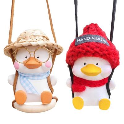 Car Rear View Mirror Ornament Cute Swing Plaster Duck Pendant For Truck Car Mirror Suspension Decoration For Truck Car Travel Camper Convertible Car expedient