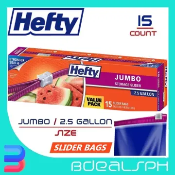 Hefty Slider Jumbo Storage Bags, 2.5 Gallon Size, 15 Count (Pack of 3), 45  Total