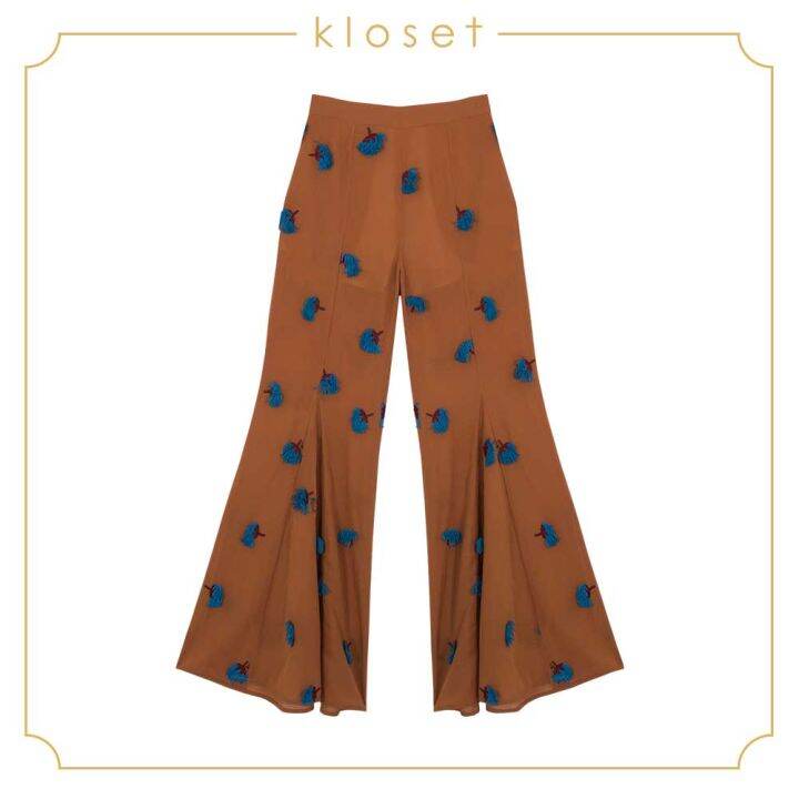 kloset-super-flared-floral-trousers-ss18-p011-เสื้อผ้าผู้หญิง-เสื้อผ้าแฟชั่น-กางเกงแฟชั่น-กางเกงขายาว