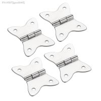 【DT】hot！ 4pcs Metal Hinges w/screws Cabinet Door Luggage 4 Holes Jewelry Wine 37x30mm