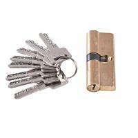 Thumb Turn Euro Profile Cylinder Barrel Lock Brass Satin Nickel Finish 80mm With 8 Keys