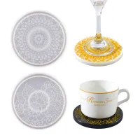 【YY】Mandala Pattern Round Coasters Epoxy Resin Molds Handmade Coffee Coasters Heat Insulation Pads Silicone Molds Craft Making Tools