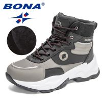 №□ BONA 2023 New Designers Ankle Warm Plush Large Size Snow Boots Men Outdoor Work Boots Man Fashion Casual Comfy Motorcycle Boots