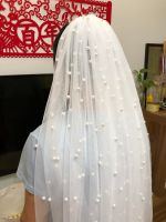 Free Shipping New pearl Short 2 layers White/Ivory Long Wedding Bridal Veil Head With Comb Wedding Accessories EE709 Hair Accessories