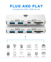 อลูมิเนียมอัลลอยด์ Usb 3.0 Hub 3พอร์ตอะแดปเตอร์แยกกับ Sdtf Card Reader สำหรับ iMac 21.5 27 PRO บาง Unibody คอมพิวเตอร์