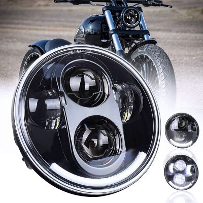 H4ไฟหน้า12V DC 1ชิ้นรถจักรยานยนต์5-3/4 5.75ไฟหน้า LED สำหรับ-Harley 883 Sportster สามคนขี่ต่ำเครื่องร่อนกว้าง