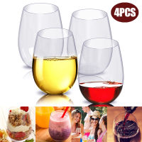 4 Pcs Stemless Transparent Wine Glass Set Plastic Wine Drink Cup Water Cup