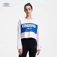 Umbro เสื้อยืดแขนยาวผู้หญิง,ใหม่ยืดหยุ่นคอกลมพิมพ์ลายอักษรแจ็คเก็ตสั้น