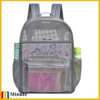 MINUTE กีฬาฟิตเนส สำหรับการทำงาน ตาข่าย bookbag ตาข่ายสีดำโปร่งแสง กระเป๋าโรงเรียนกระเป๋า น้ำหนักเบามาก สำหรับโรงเรียน กระเป๋าเป้ตาข่าย ทนทานสำหรับงานหนัก ใหญ่มากๆ