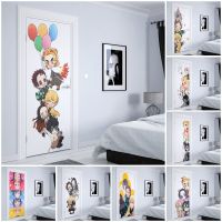 【LZ】۩ↂ✴  Japanese Anime figure Demon Slayer Watercolor Nursery Kids Room Door stickers Decor for home Wall Sticker poster Door decoration