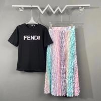 FENDI ฤดูใบไม้ผลิและฤดูร้อน2024เสื้อยืด Overskirt ชุดคุณภาพสูง