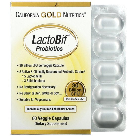 Lactobif probiotics 30 billion cfu 60 viên california gold nutrition - ảnh sản phẩm 1