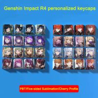 Keycaps 4 Keykeykey/ เซ็ทเกม Genshin โปรไฟล์อะนิเมะกุญแจหมวกสำหรับกลไก Ganyu Hutao Keqing