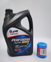 PTT Performa Synthc Plus EVOTEC 10w-40 เบนซิน ขนาด 4 ลิตร+กรองน้ำมันเครื่อง/กรองเครื่อง Honda แท้ ใช้ได้ทุกรุ่น (City, Jazz, Civic, Accord, CRV, BRV, HRV, Brio, Amazz)