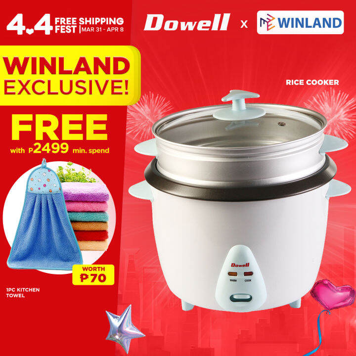 DOWELL by Winland Nonstick rice bowl 10cups Rice Cooker with Steamer