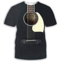 New Music Guitar 3d Printing T-shirt Mens Womens Rock Psychedelic Short Sleeve Breathable Light Summer Sports Top