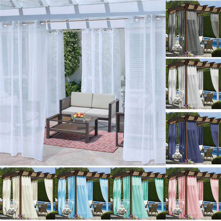 Outdoor sheer curtain waterproof Sliver Grommet garden Lazada