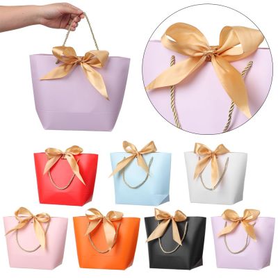 【COD】Colorful Luxury Ribbon Gift Paper Bag Gift Box Ribbon Tote Bag Shopping Bag Candy Box Wedding Party Birthday Goodies Package Storage Box