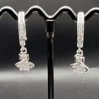 VIVIENNE WESTWOOD High Version Silver Diamond Earrings Four Claws Five Diamond Saturn Earrings--A8339 Star INS