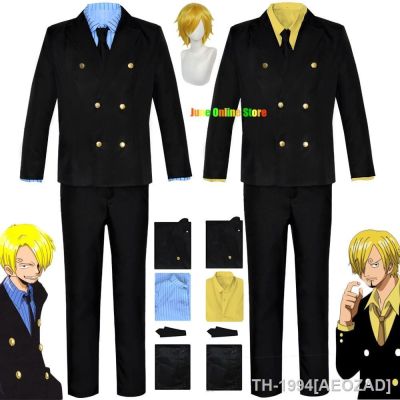 AEOZAD Sanji คอสเพลย์ fantasia masculina อะนิเมะ Dia das Bruxas Natal Terno amarelo Peruca Gravata Tamanho Personalizado 2 ปี depois