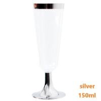 6pcs Disposable Bronzing Champagne Glass Plastic Rimmed Red Wine Glass Ice Cream Cup Tasting Rose Gold Dessert Cup Kitchenware