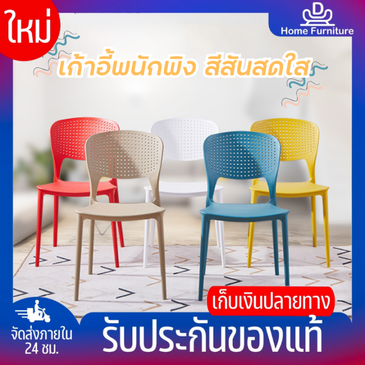 dhomefurniture-เก้าอี้พลาสติก-เก้าอี้มินิมอล-เก้าอี้นั่งทำงาน-เก้าอี้มีพนักพิง-เก้าอี้คาเฟ่-เก้าอี้สไตล์โมเดิร์น-พนักพิงระบายอากาศ