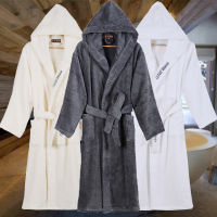 High Quality Mens Robe Hooded Winter Bathrobe Male Long Thick Warm Terry Fleece Towel Dressing Gown Couple Home Bath Robes