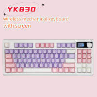 ~ Yk830 คีย์บอร์ดไร้สาย มีสาย RGB บลูทูธ 2.4G PBT พร้อมหน้าจอ