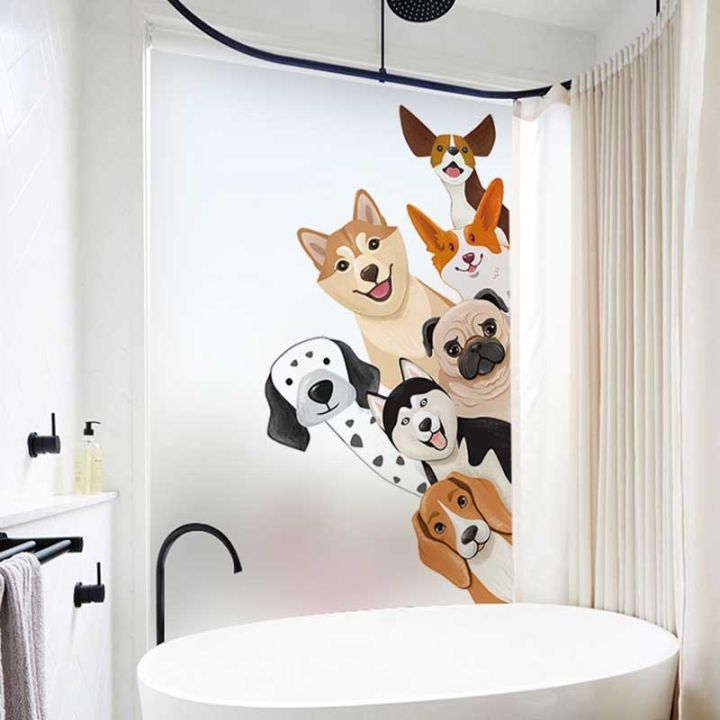 new-arrival-shang815558-ดอกไม้ติดหน้าต่างทึบแสงกระดาษกระจกห้องน้ำทึบแสงลายฟิล์มติดกระจกแบบฝ้าสติกเกอร์ติดกระจกโลกสำหรับสุนัข