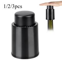 1/2/3pcs Black ABS Vacuum Wine Bottle Stopper Sealed Wine Bottle Stopper Leak-proof Barware Wine Cork With Time Scale Bar Tools