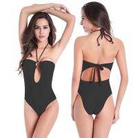[COD] 2023 new style leaky back solid one-piece swimsuit European station plus fat size L-XXXL