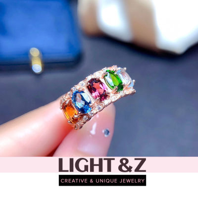 LIGHT &amp; Z Ins แหวนสตรีสไตล์ย้อนยุคคริสตัลสีธรรมชาติเครื่องประดับคุณภาพสูง