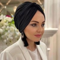 【YF】 Muslim Black Modal Hijab Cap Undercap Abaya Hijabs For Woman Abayas Jersey Instant Wrap Women Crinkle Arabic Silk Caps